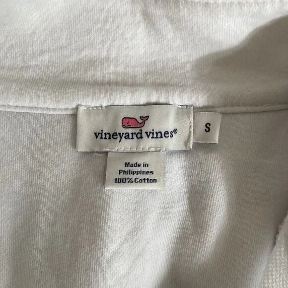 Vineyard Vines Womens Pullover 1/4 Zip Fleece Jacket Back Detail Sz Small White - Picture 12 of 12